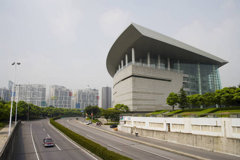 横图,彩色,室外,白天,城市,大厦,建筑,街道,上海,中国,亚洲,都市,现代,树木,绿色,摄影,上海科技馆,东亚,中华人民共和国,大楼,bj174