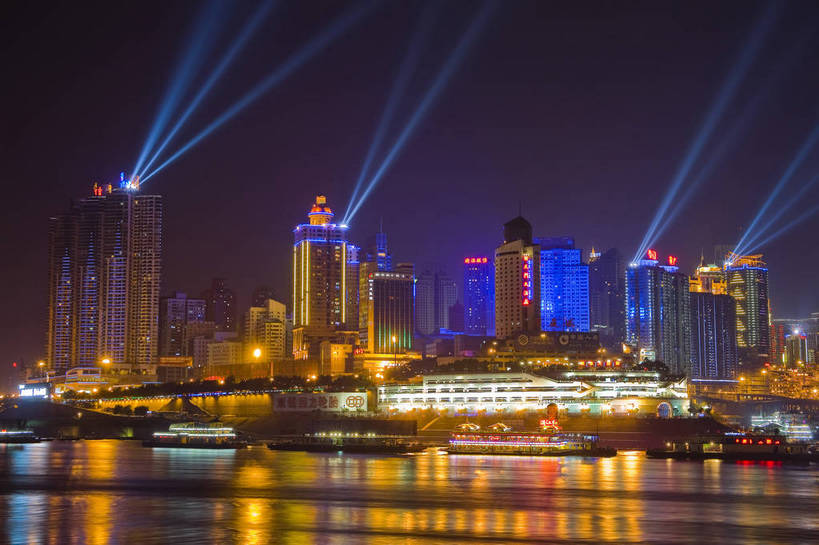 无人,横图,彩色,室外,城市风光,大厦,霓虹灯,夜景,船,重庆,中国,亚洲,景观,灯光,现代建筑,游船,灿烂,摄影,四川省,东亚,嘉陵江,中华人民共和国,江,居住区,朝天门,bj174