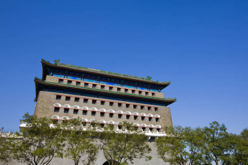 无人,横图,彩色,室外,特写,白天,旅游,度假,名胜古迹,标志建筑,地标,建筑,北京,中国,亚洲,遗迹,古迹,文物,娱乐,建设,古建筑,树,蓝天,享受,休闲,旅游胜地,放松,摄影,城楼,古代建筑,前门,古文明,东亚,中华人民共和国,旅行,大栅栏,传统文化,bj174