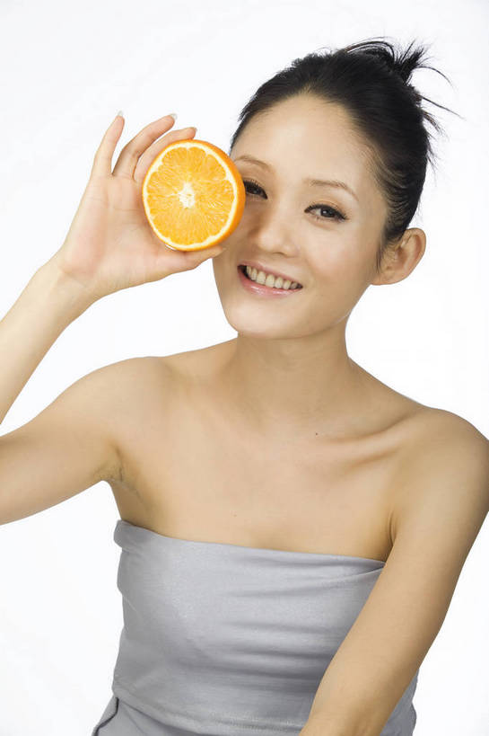 皮肤,修饰,毛发,化妆用品,年轻女性,女人,女性,中国人,年轻人,橘子