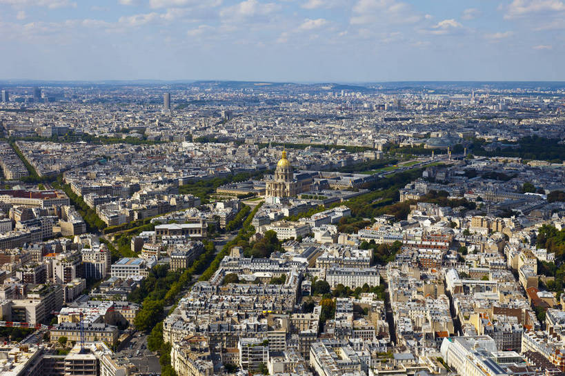 横图,全景,俯视,彩色,室外,白天,旅游,名胜古迹,城市风光,城市,建筑,法国,巴黎,图片,景观,辉煌,现代建筑,天空,地标建筑,旅游胜地,摄影,经济,文明,发展,繁荣,旅行,巴黎荣军院,bj174