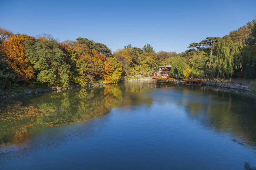 首都,古典,古迹,历史,文化,娱乐,东方,游船,树,树木,蓝色,倒影,风景