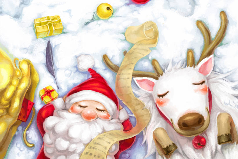 躺,横图,插画,数码,科技,雪,袋子,礼物,圣诞节,圣诞老人,阴影,节日,网络,包,冬天,高光,几何,计算机图形,合成,图画,麻袋,画,容器,休息,储藏,鹅毛笔,电脑合成图,数码合成图,合成图,储存,清单,漫画,写实,具体,具象,驯鹿,闭着眼睛,彩图,贮存,bj175