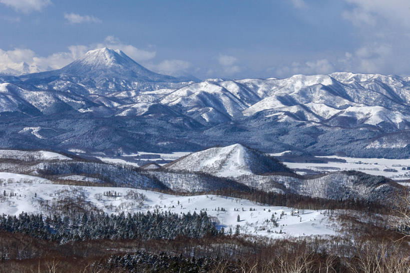 公园,横图,室外,白天,山,雪,北海道,日本,冬天,风景,天空,国家公园,东亚,日本国,北海道地方,北海道岛,阿寒国家公园,阿寒国立公园,bj175